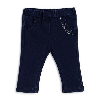 Girls Dark Blue Solid Long Trouser